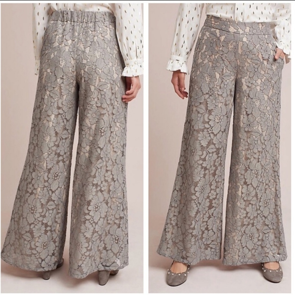 Anthropologie lace wide leg pants - Picture 5 of 12